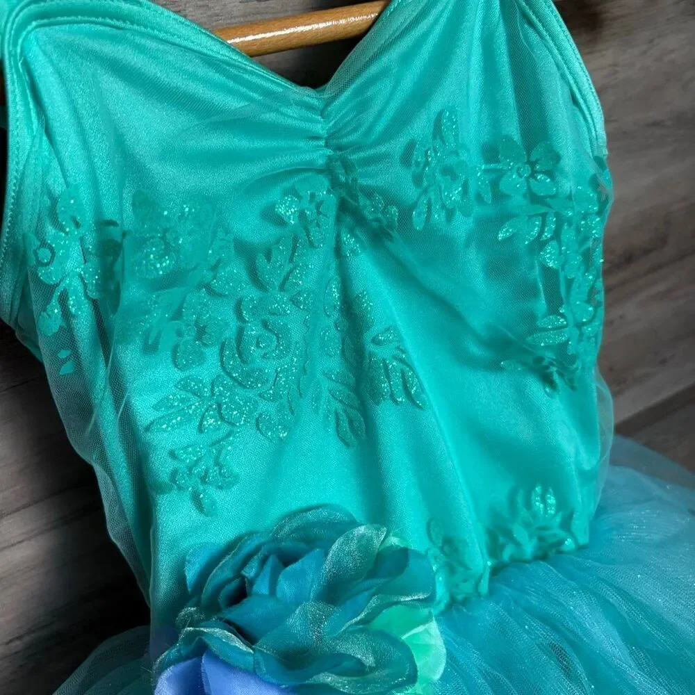 Weissman LC 13557 Turquoise Green Dance Costume Ballet Tutu Floral Mermaid
